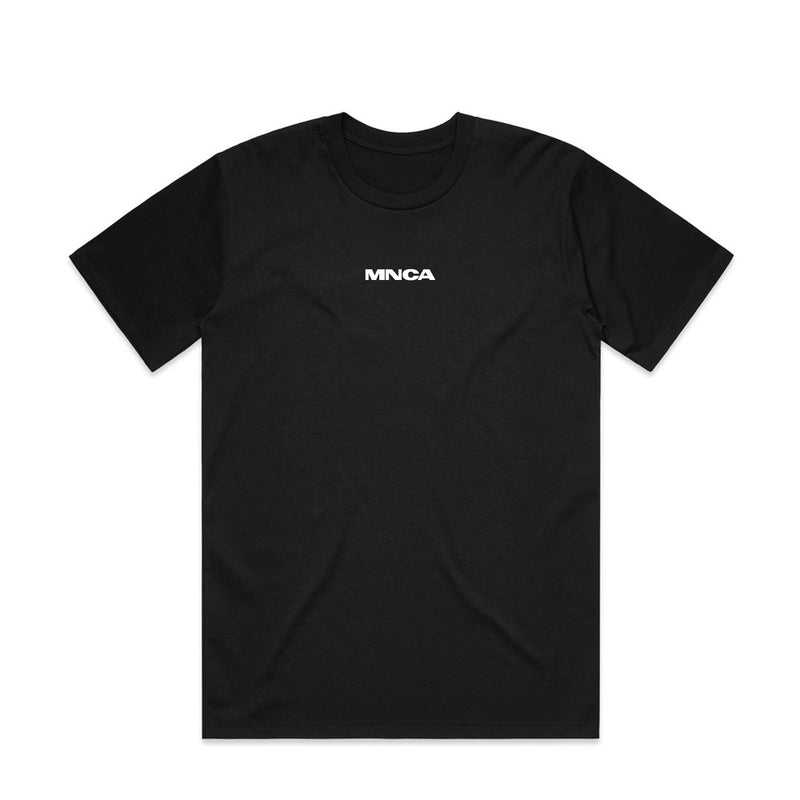 Front of the black NLP MetaFest 2026 men's tee with the MNCA chest mark