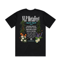 NLP MetaFest 2026 men's tee with the full lineup back print