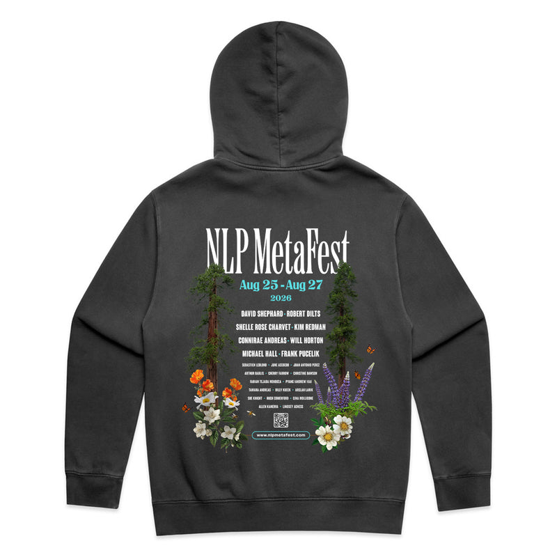 NLP MetaFest 2026 unisex hood with the full lineup back print