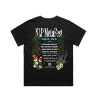 NLP MetaFest 2026 women's tee with the full lineup back print