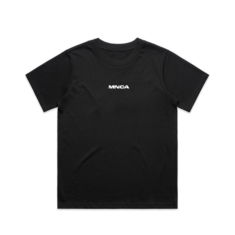Front of the black NLP MetaFest 2026 women's tee with the MNCA chest mark